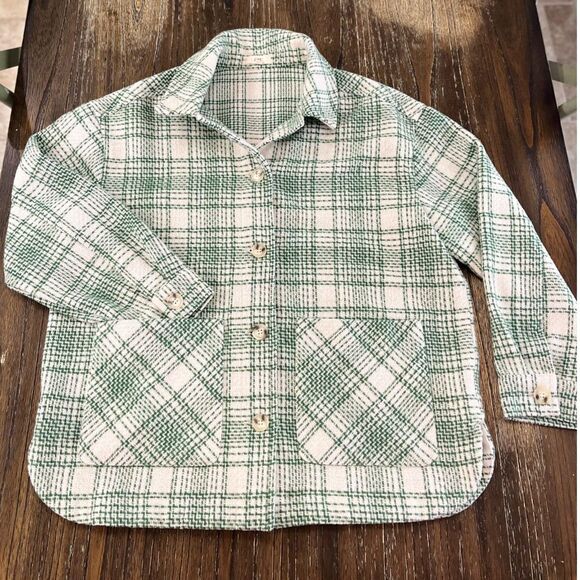 Ott Green & White Plaid Button Front Shacket Jacket – Size M/L - Picture 9 of 13